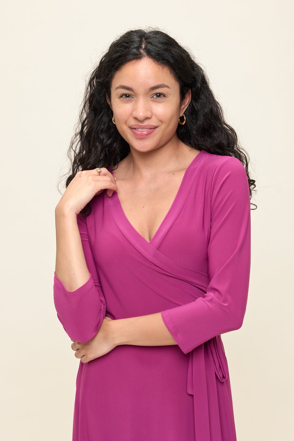 Image of West K Grace Faux - Wrap Maxi Dress with Tie Waist Magenta