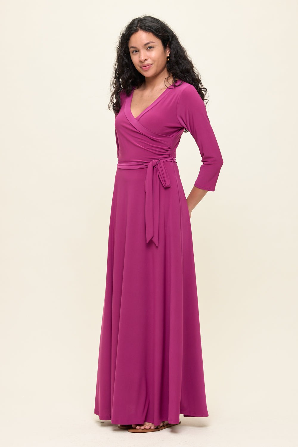 Image of West K Grace Faux - Wrap Maxi Dress with Tie Waist Magenta