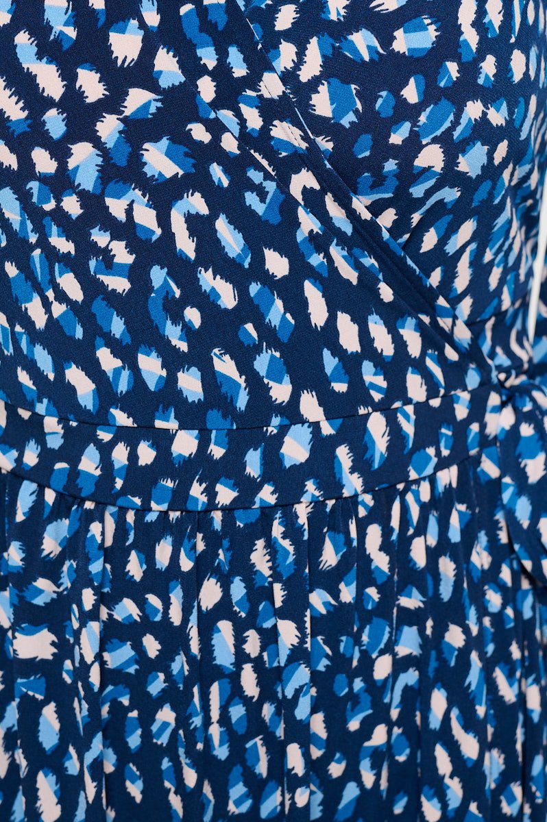 Image of West K Hadley Three Quarter Sleeve Full Wrap Dress Egyptian Blue Abstract