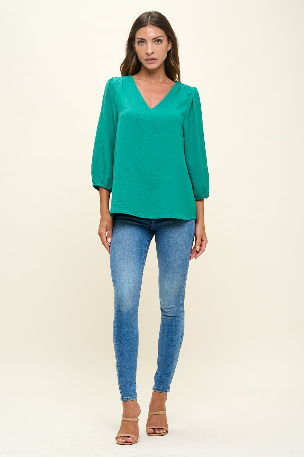 Image of West K Isabella V - Neck Blouse Kelly Green