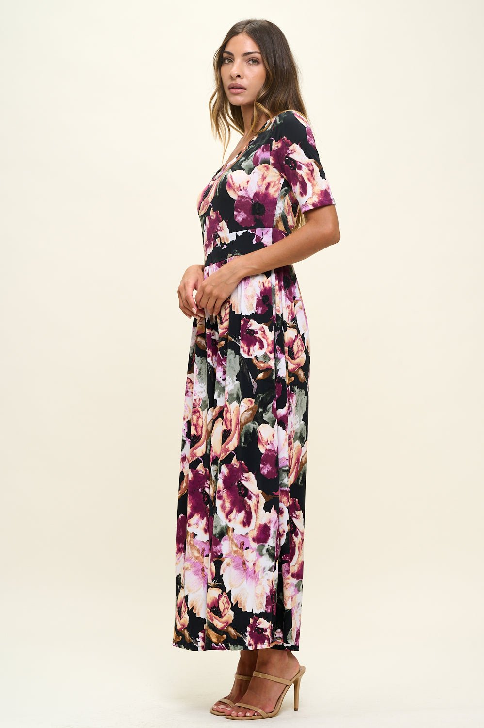 Image of West K Jana Knit Jumpsuit Black Magenta Floral