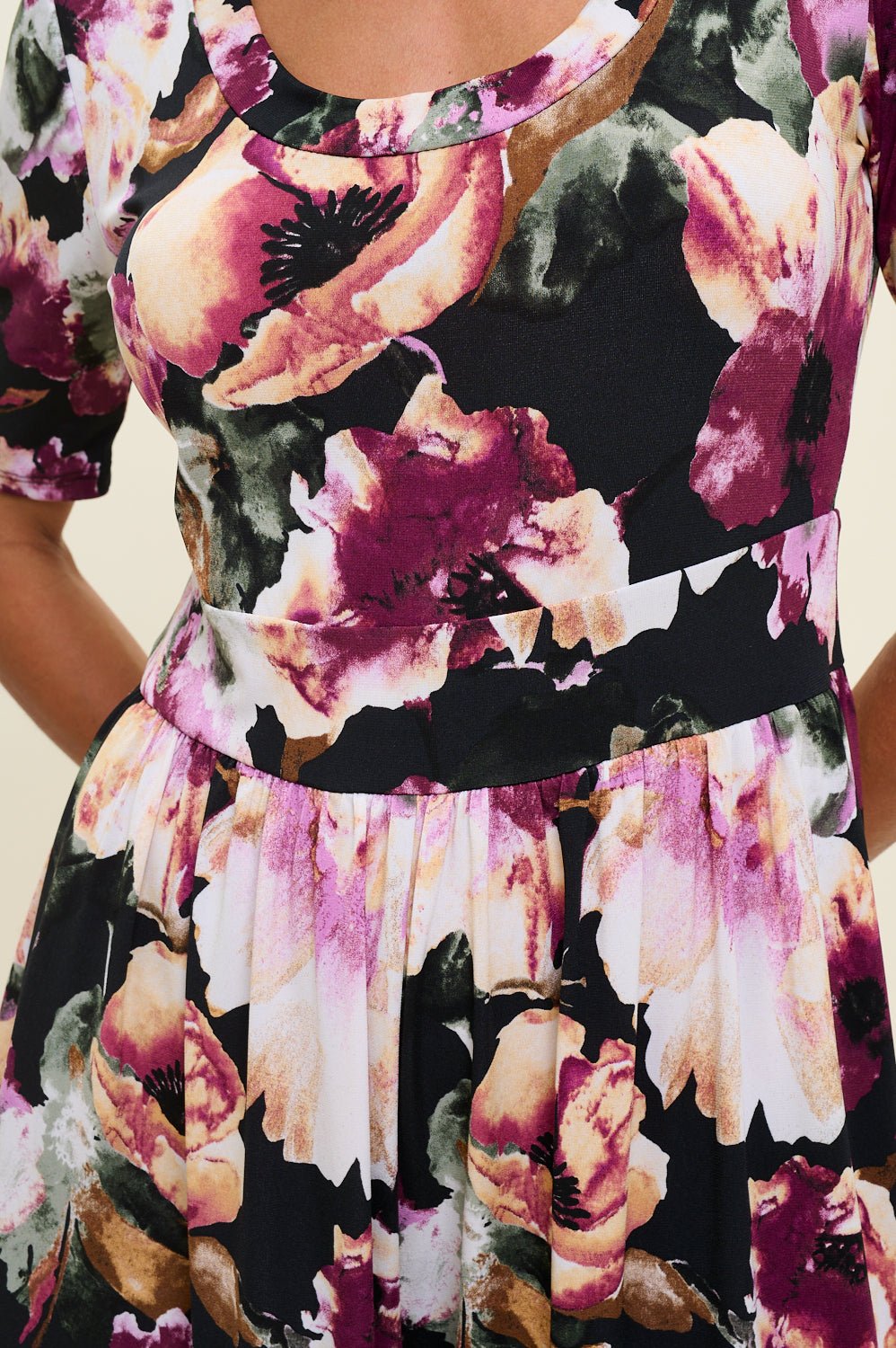 Image of West K Jana Knit Jumpsuit Black Magenta Floral