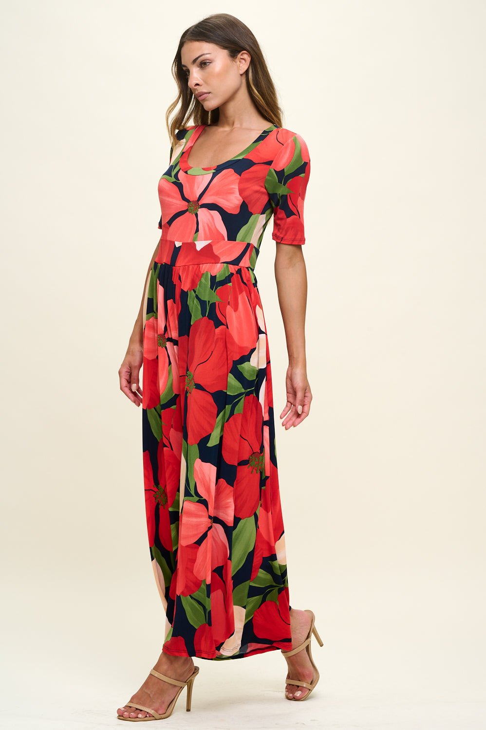 Image of West K Jana Knit Jumpsuit Red Floral