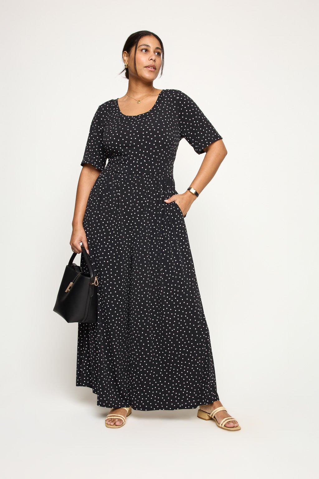 Image of West K Jana Plus Size Jumpsuit Black Dots