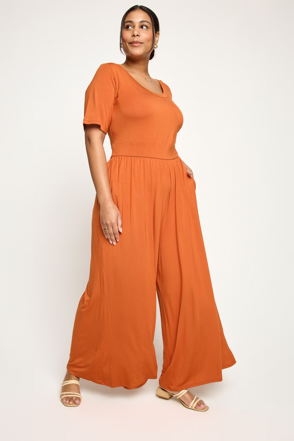 Image of West K Jana Plus Size Jumpsuit Burnt Orange