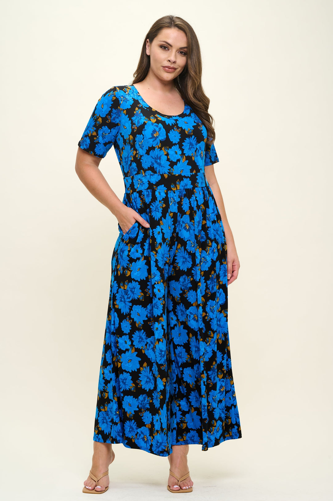 Image of West K Jana Plus Size Jumpsuit Cobalt Floral