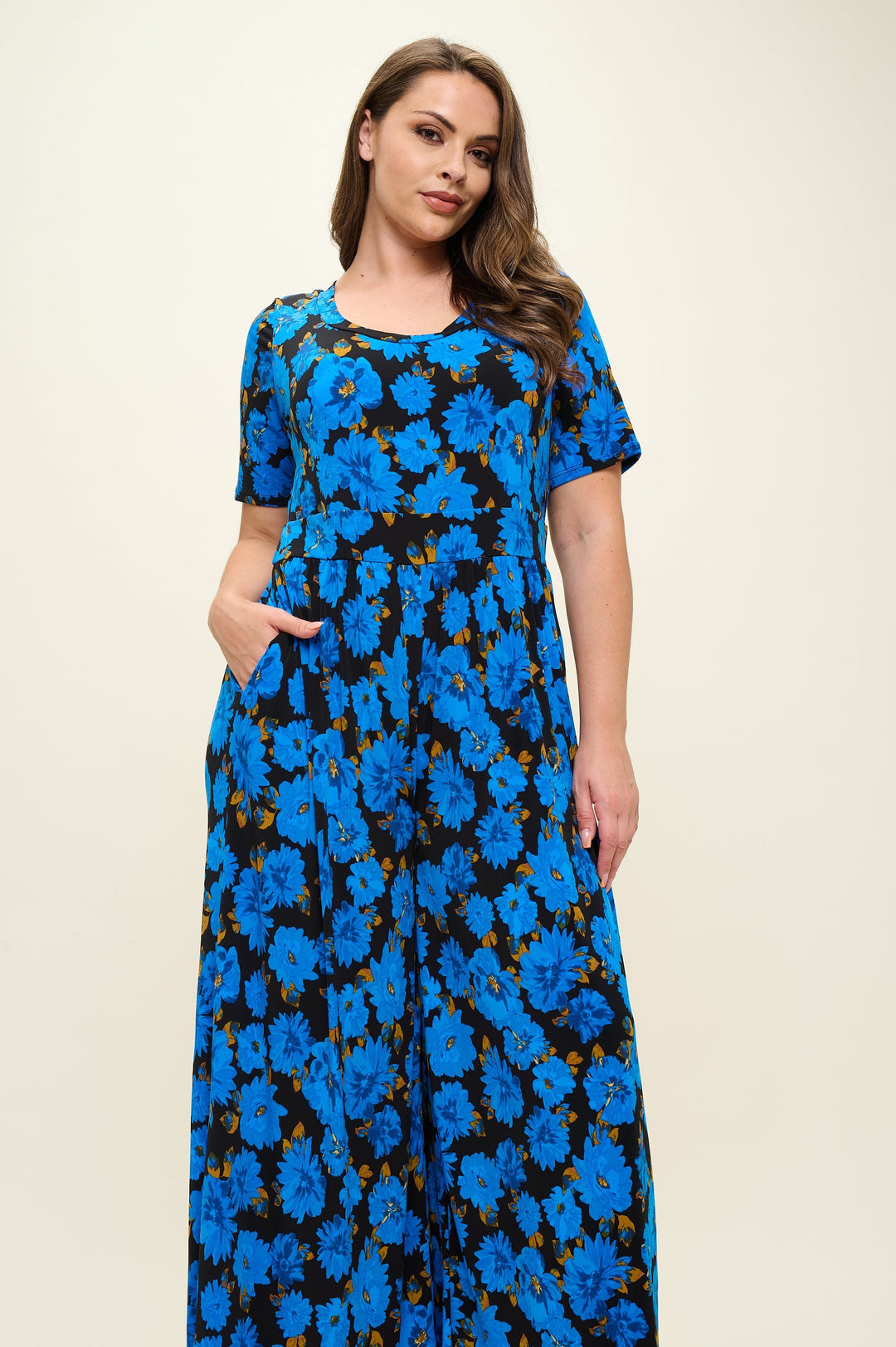 Image of West K Jana Plus Size Jumpsuit Cobalt Floral