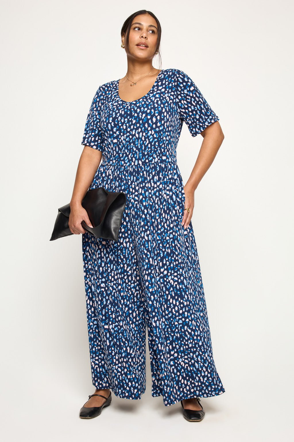 Image of West K Jana Plus Size Jumpsuit Egyptian Blue Abstract