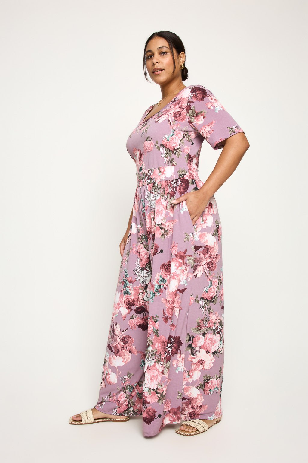 Image of West K Jana Plus Size Jumpsuit Mauve Floral