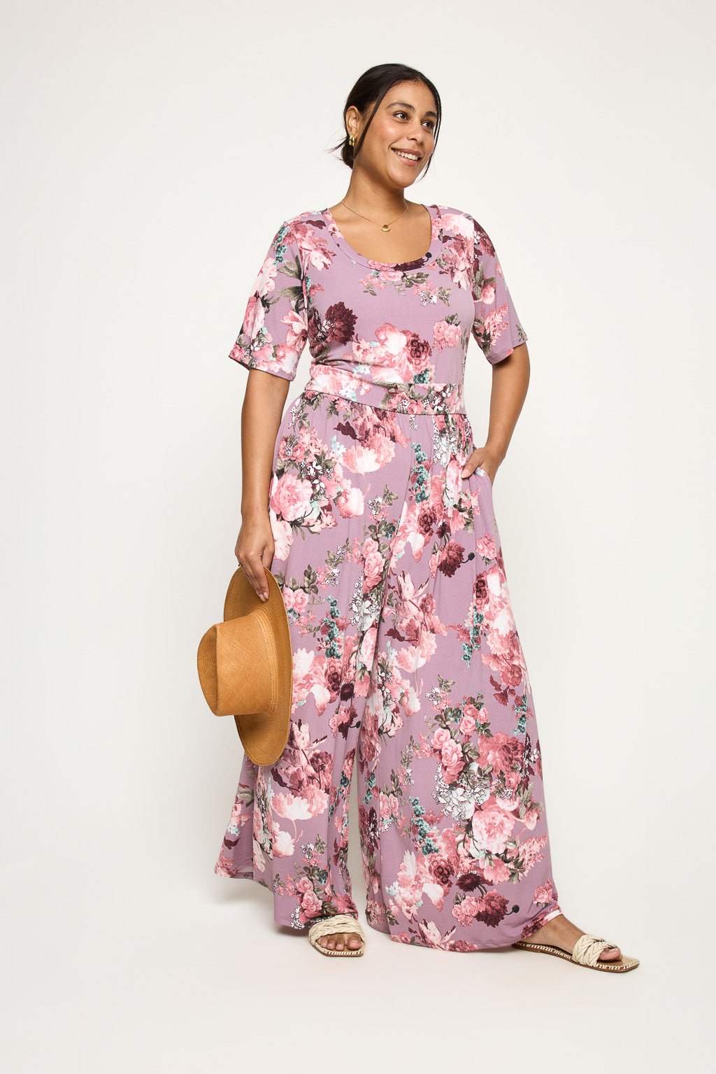 Image of West K Jana Plus Size Jumpsuit Mauve Floral