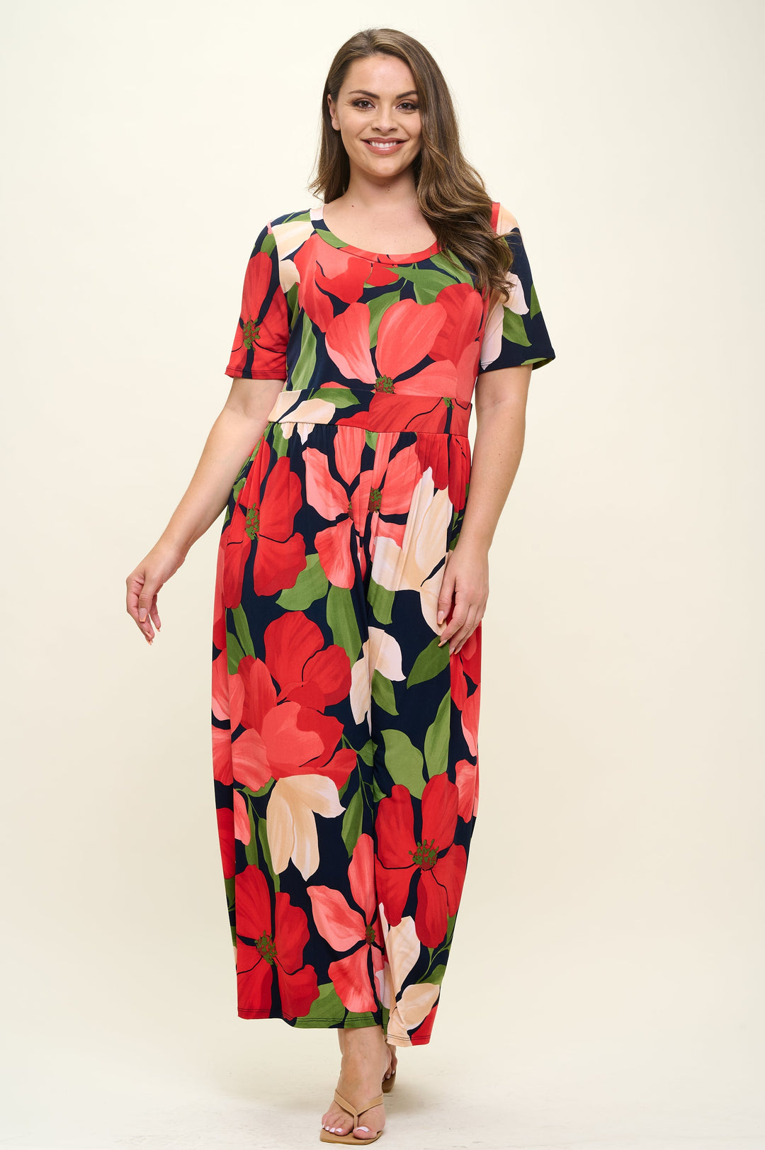 Image of West K Jana Plus Size Jumpsuit Red Floral