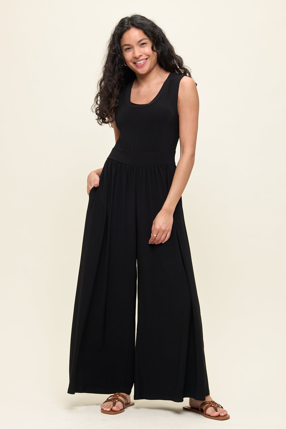 Image of West K Janina Sleeveless Knit Jumpsuit Black