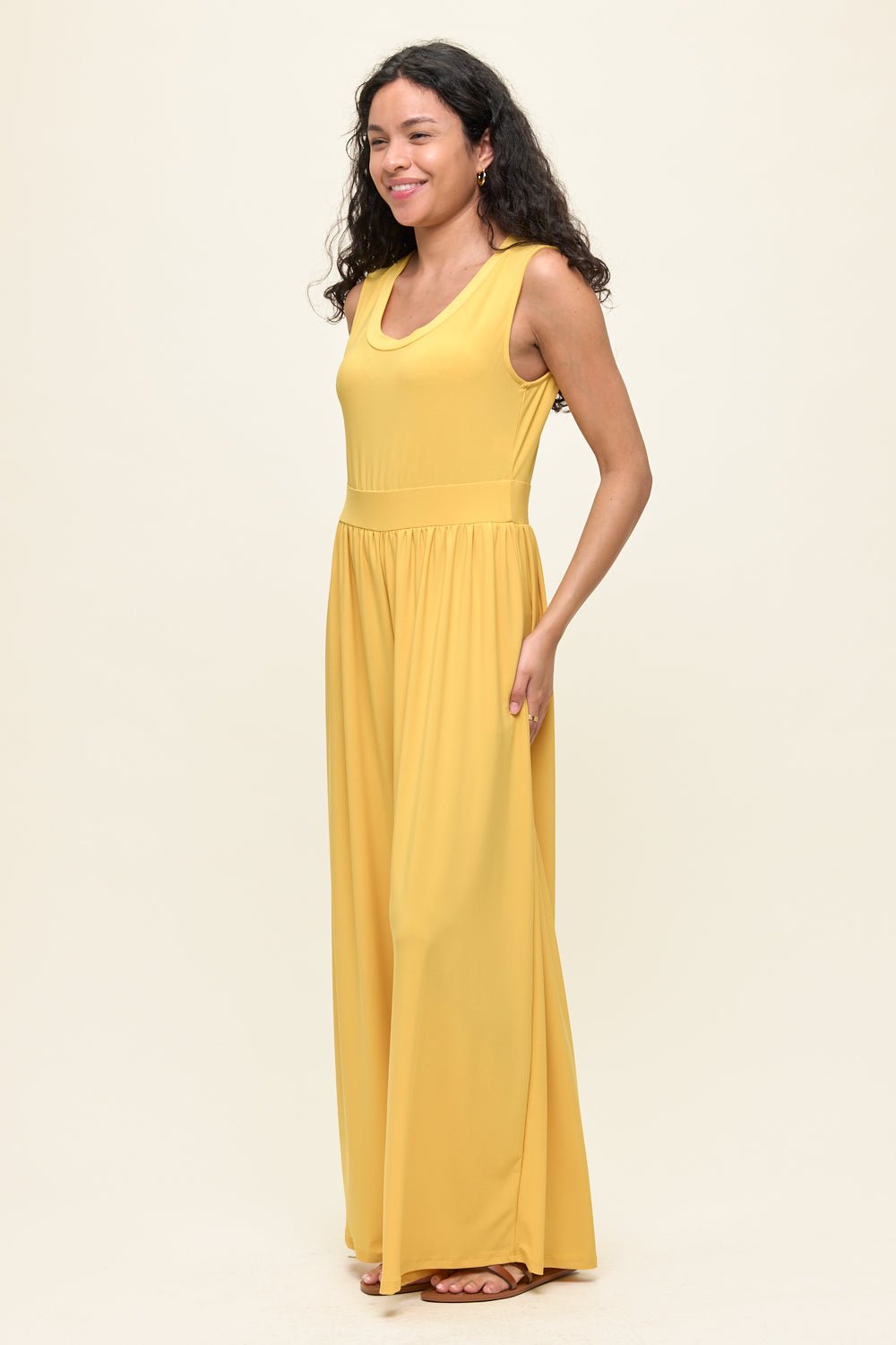 Image of West K Janina Sleeveless Knit Jumpsuit Mustard