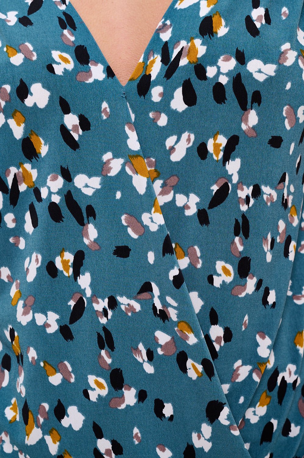 Image of West K Jenna Printed Surplice Top Blue Yellow Dot