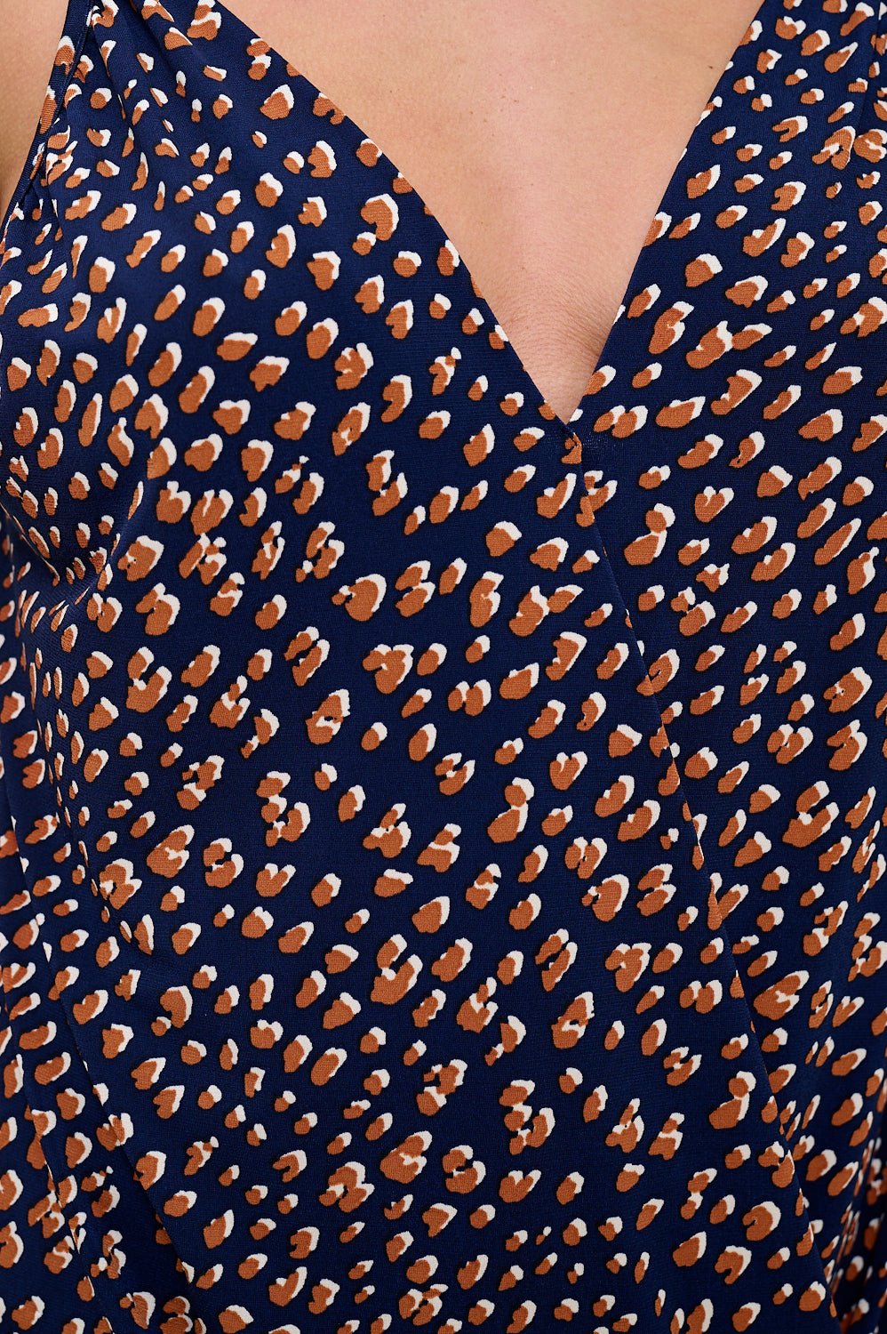 Image of West K Jenna Printed Surplice Top Navy Orange Animal