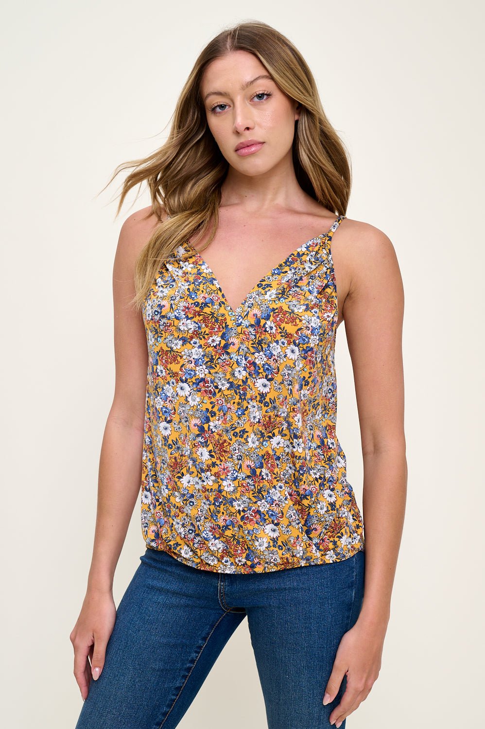 Image of West K Jenna Printed Surplice Top Yellow Daisy