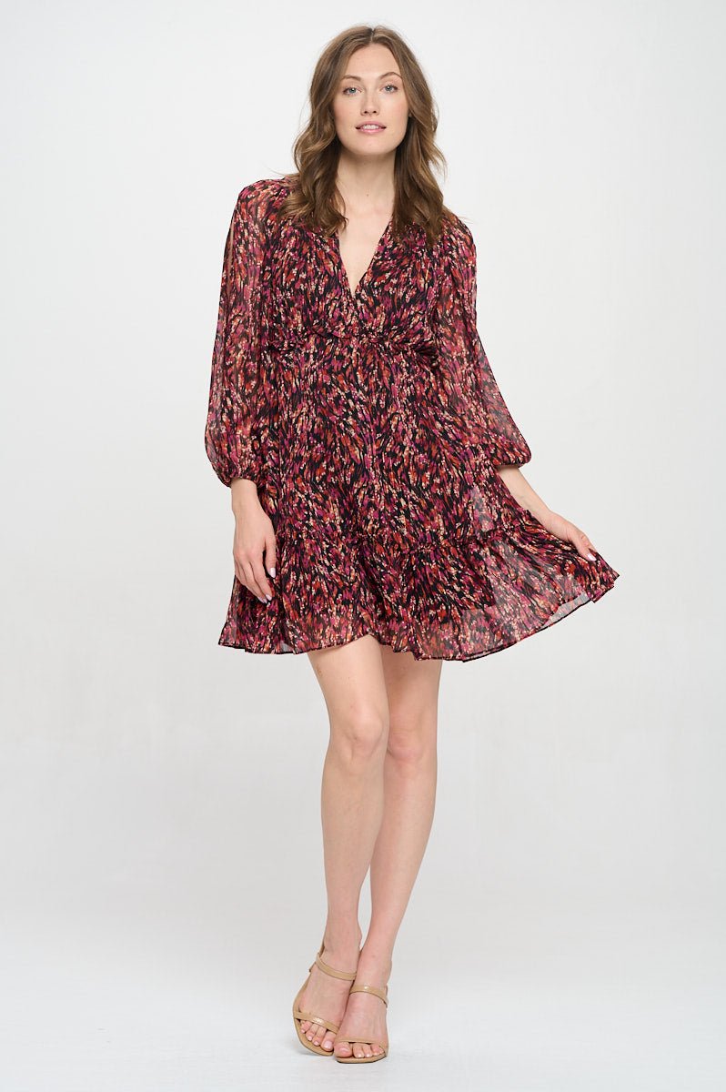 West K Women's Jewel Split Sleeve V-Neck Mini Dress - Xsmall - Black Wine Lurex West K Women's Jewel Split Sleeve V-Neck Mini Dress - Xsmall - Black Wine Lurex