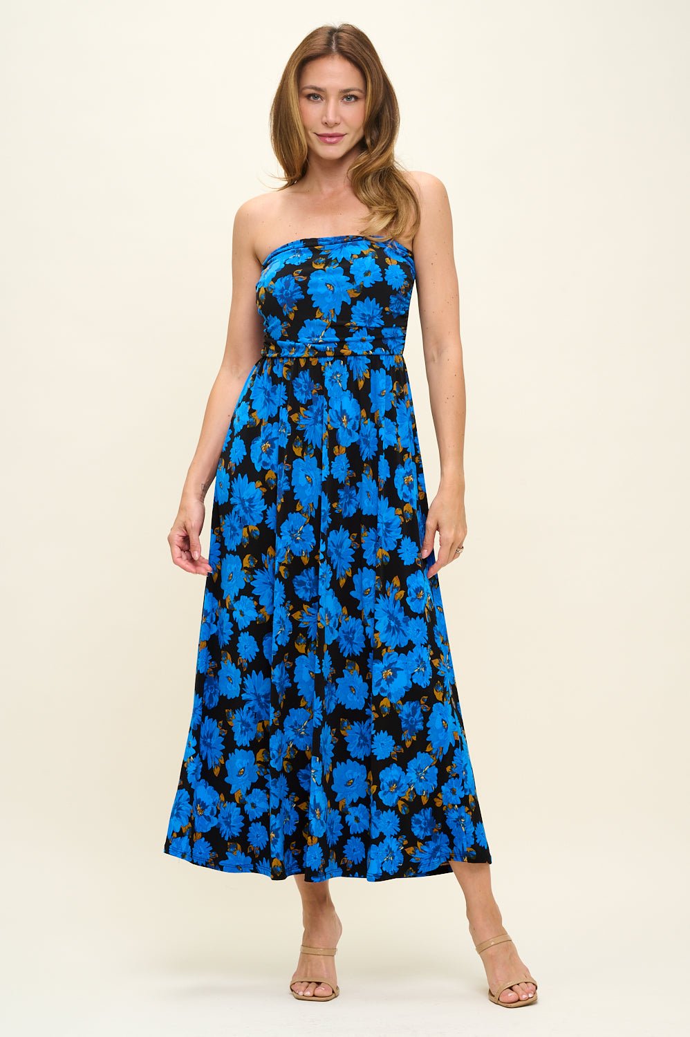 Image of West K Jones Off Shoulder Tube Maxi Dress Cobalt Floral