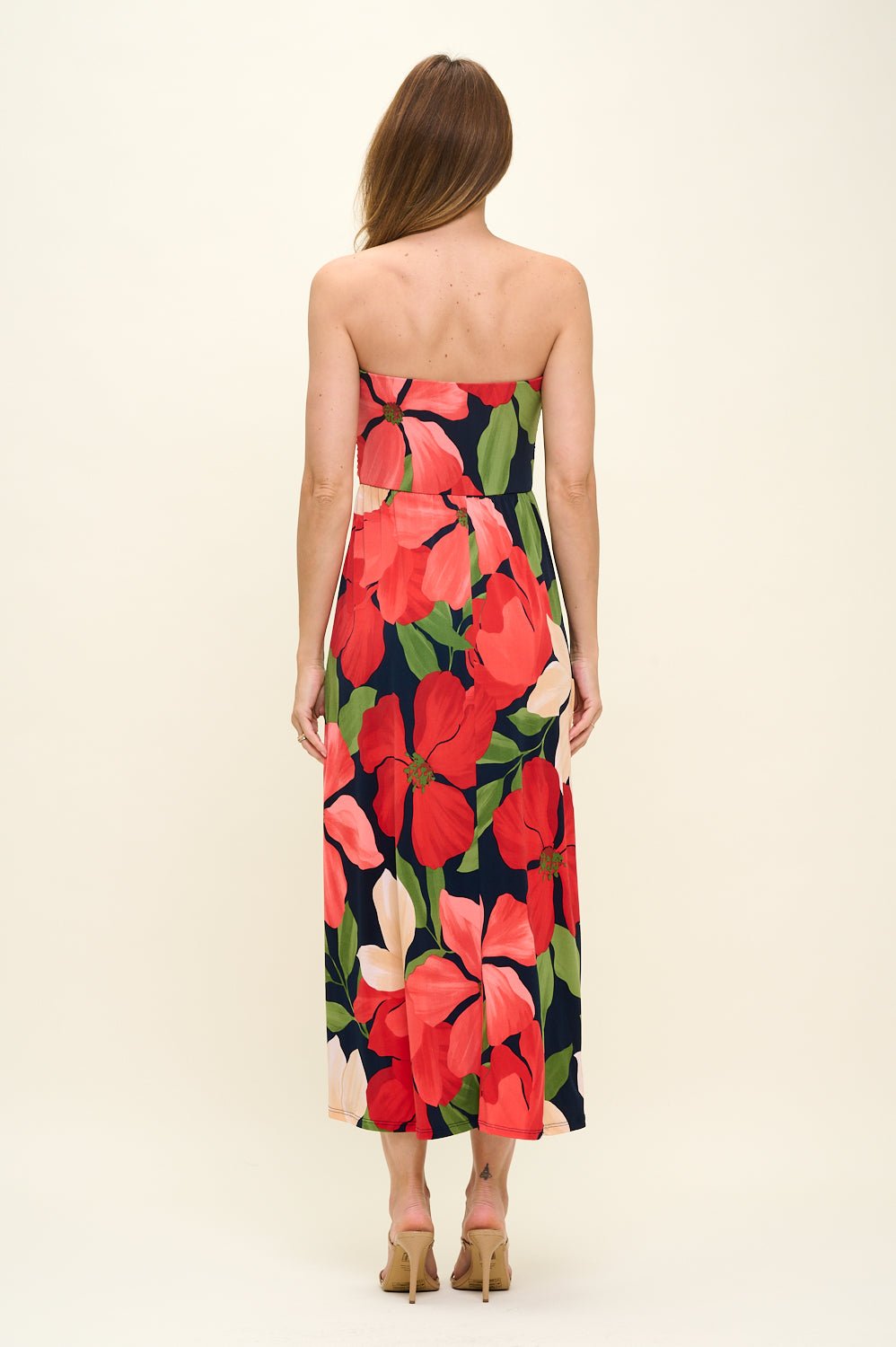 Image of West K Jones Off Shoulder Tube Maxi Dress Red Floral
