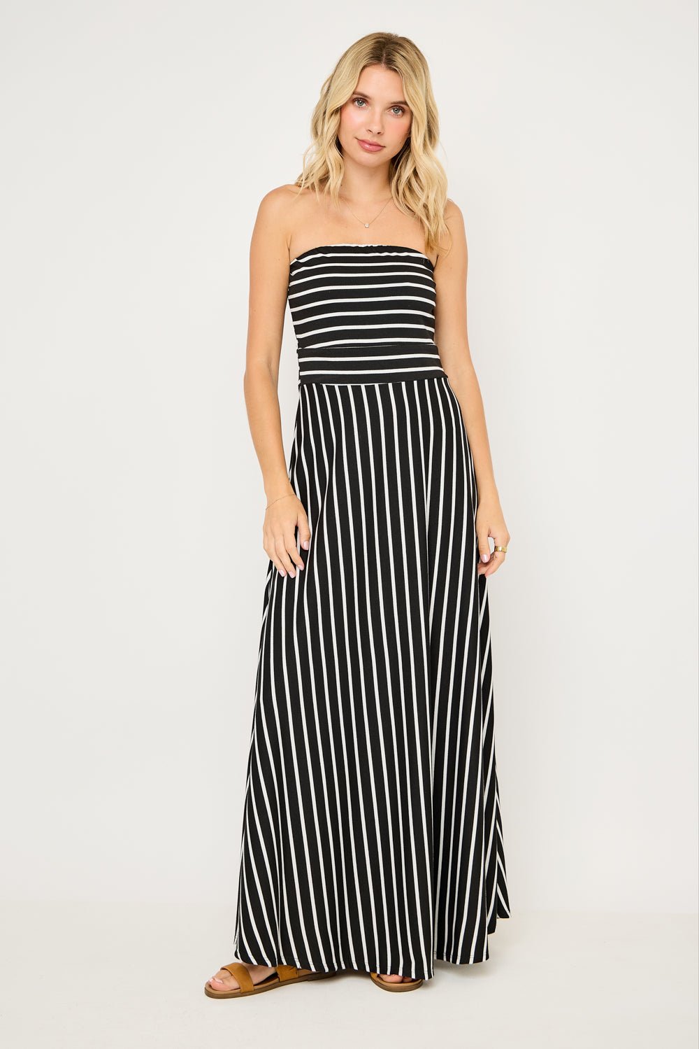 Image of West K Jones Striped Tube Maxi Dress Yellow Stripe