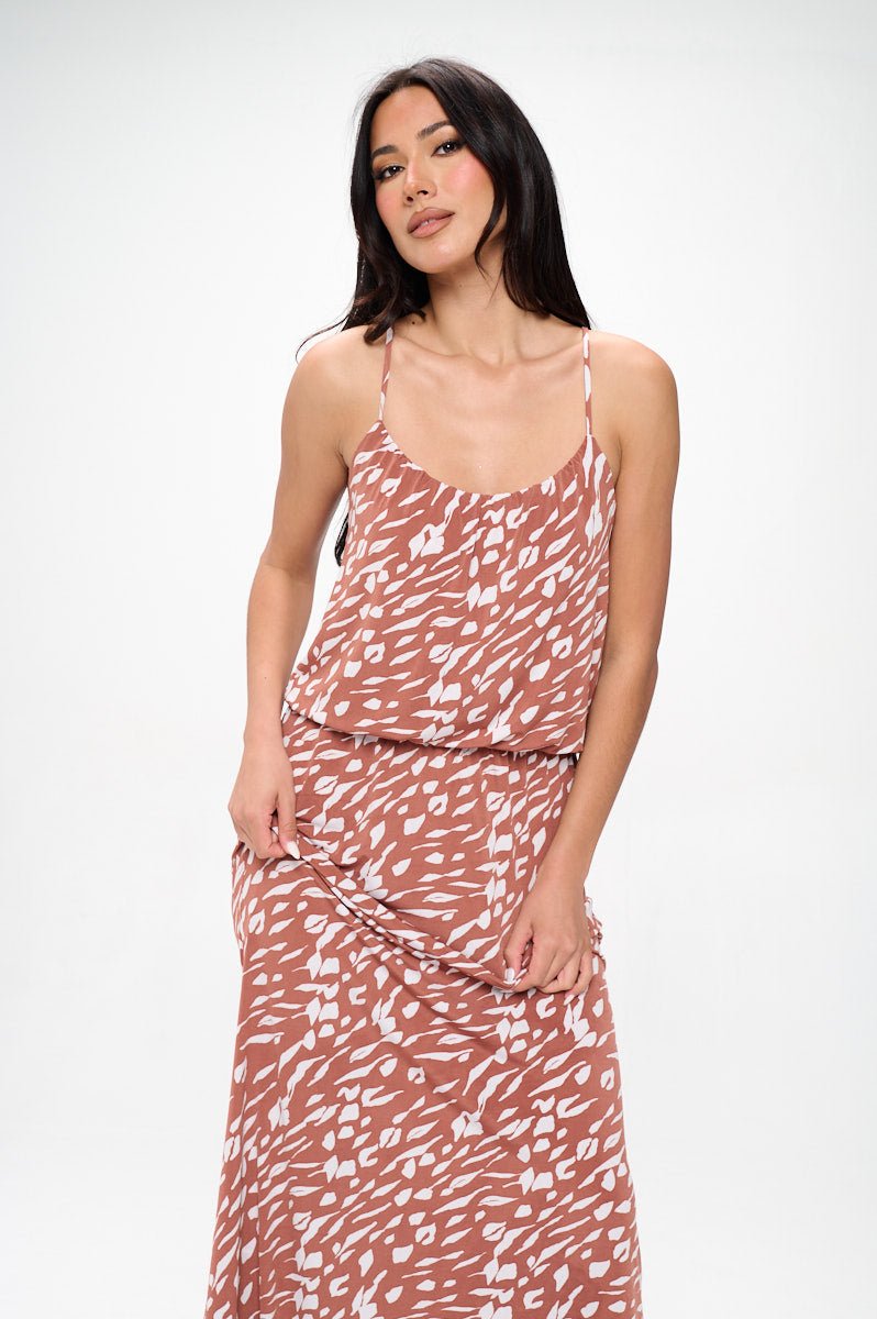 Image of West K Journey Tank Elastic Waist Maxi Brick Abstract