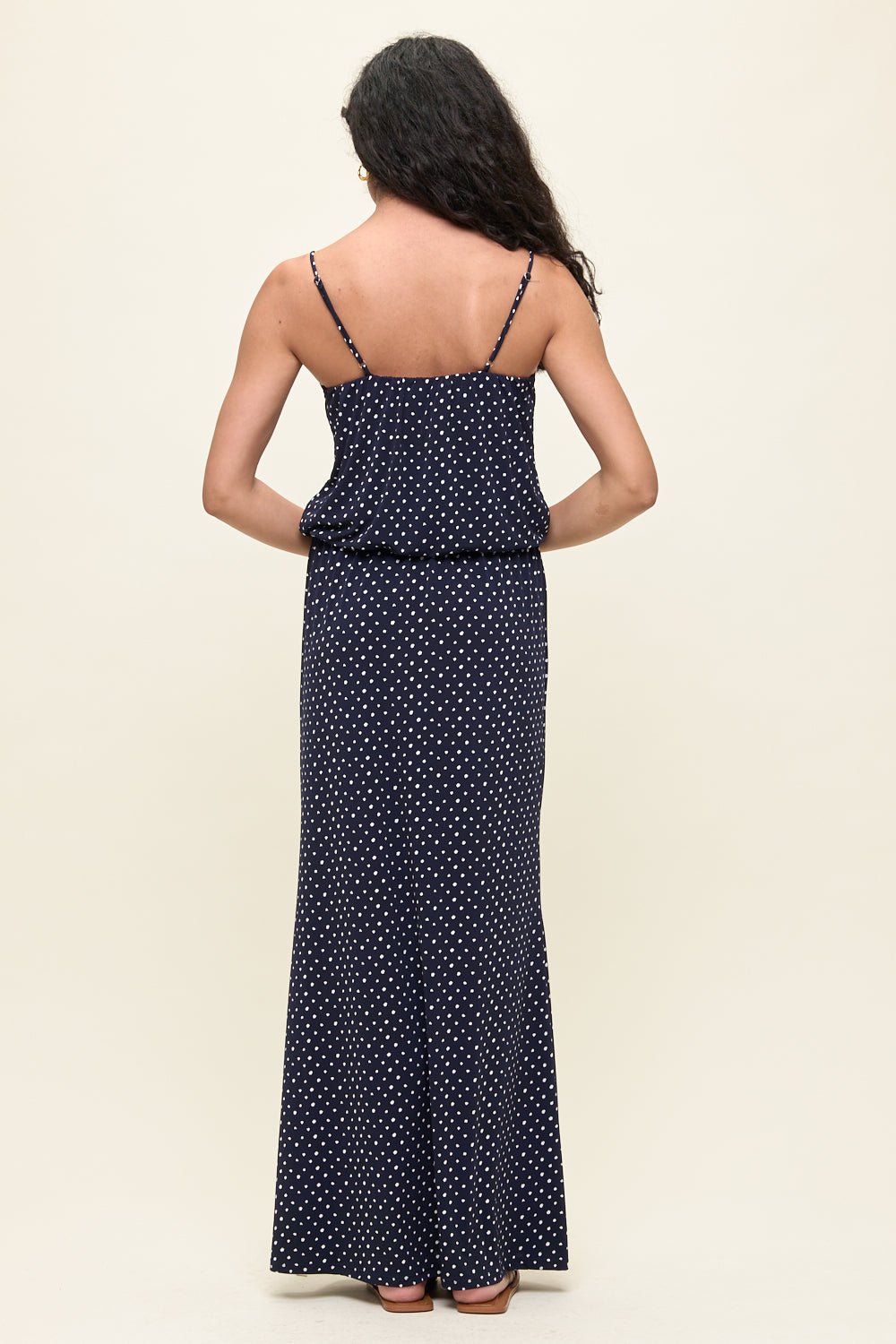 Image of West K Journey Tank Elastic Waist Maxi Navy Dots