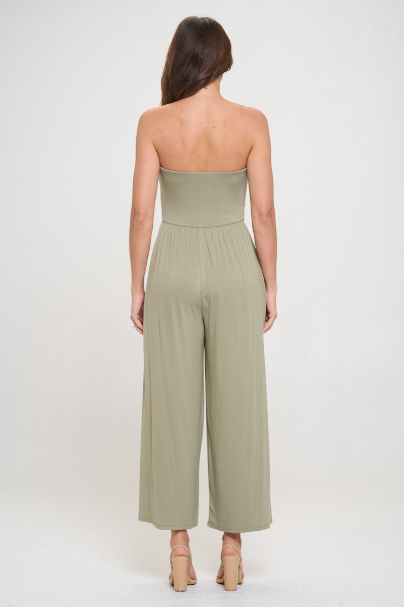 Image of West K Kara Strapless Knit Jumpsuit Lt Olive