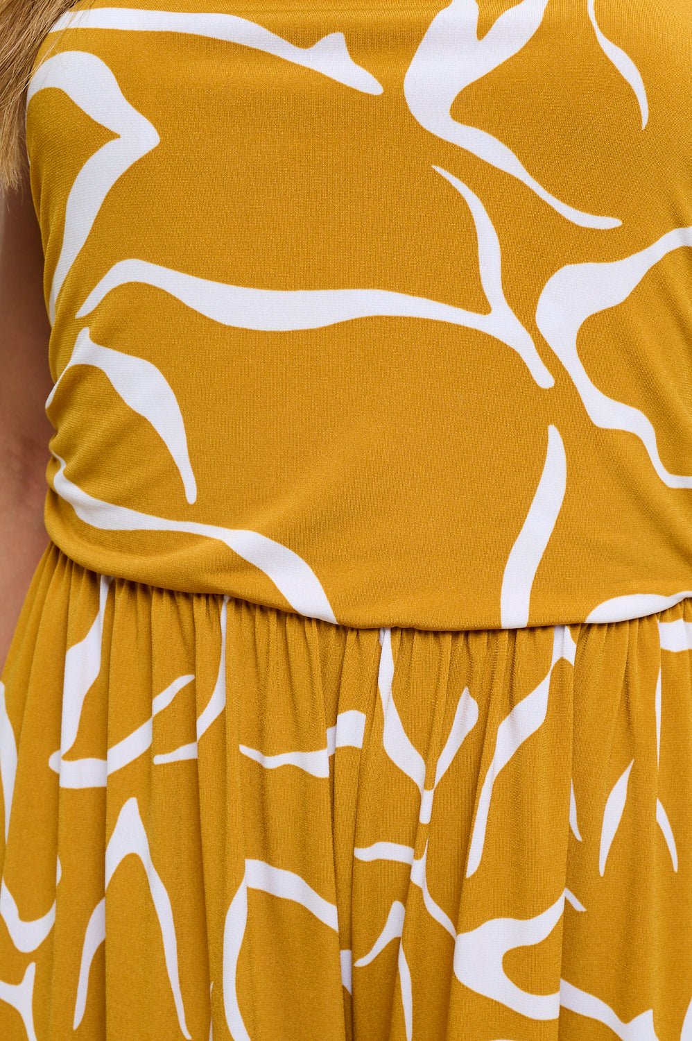 Image of West K Kara Strapless Knit Jumpsuit Yellow Abstract