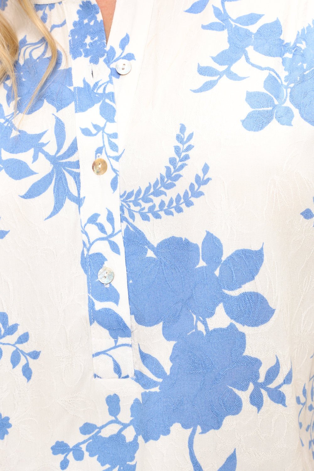 Image of West K Kyla Jacquard Floral Notch Neck Blouse Lt Blue Floral