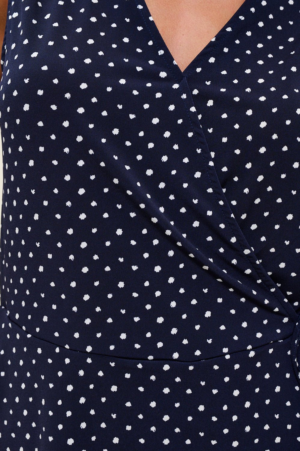 Image of West K Laura Sleeveless Surplice Knit Top Navy Dot