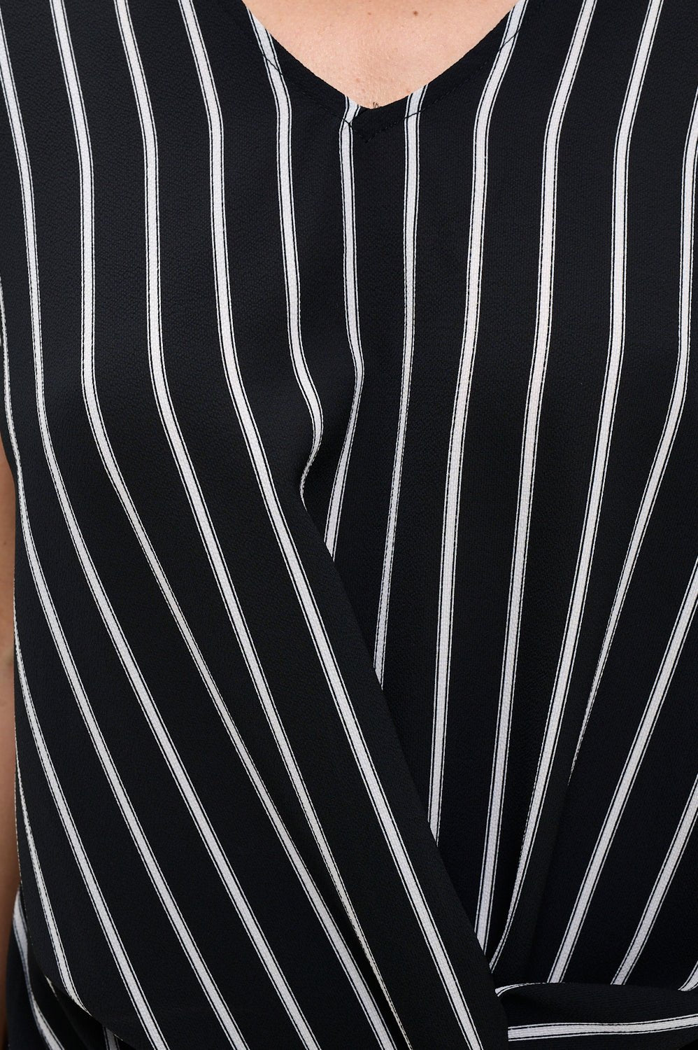 Image of West K Leah Short Sleeve Woven Top Black White Stripe