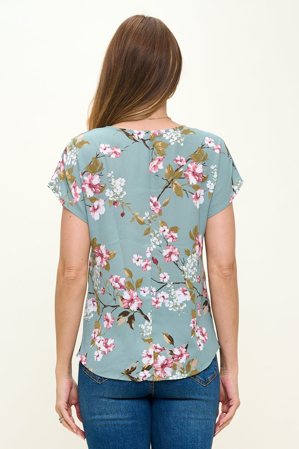 Image of West K Leah Short Sleeve Woven Top Sage Floral