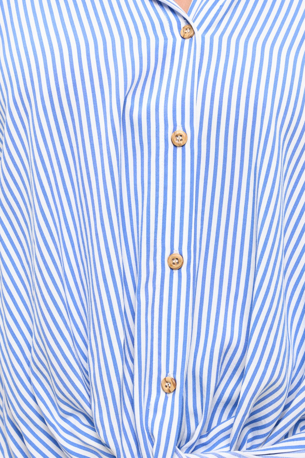 Image of West K Liora Stripe Button - Up Twist Front Shirt Blue Stripe