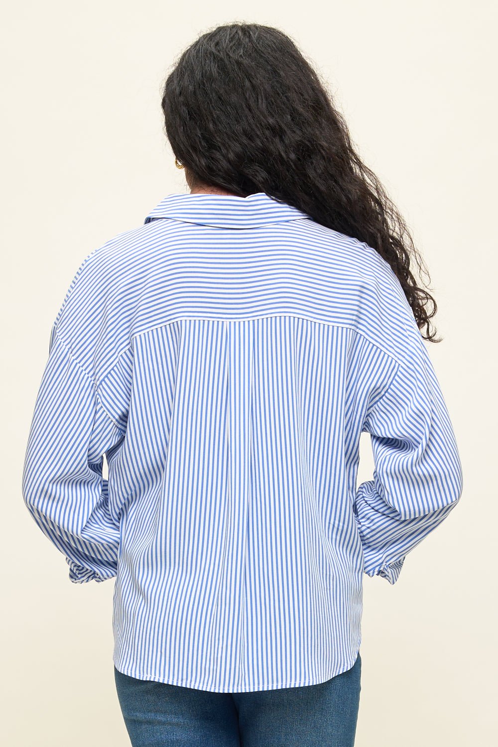 Image of West K Liora Stripe Button - Up Twist Front Shirt Blue Stripe