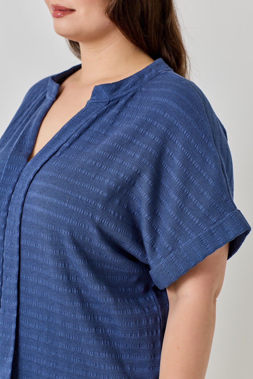 Image of West K Maribel Plus Size Smocked Knit Dolman Sleeve Blouse Washed Navy