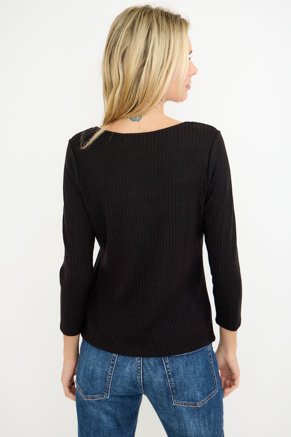 Image of West K Mayola Square Neck Button Top Black