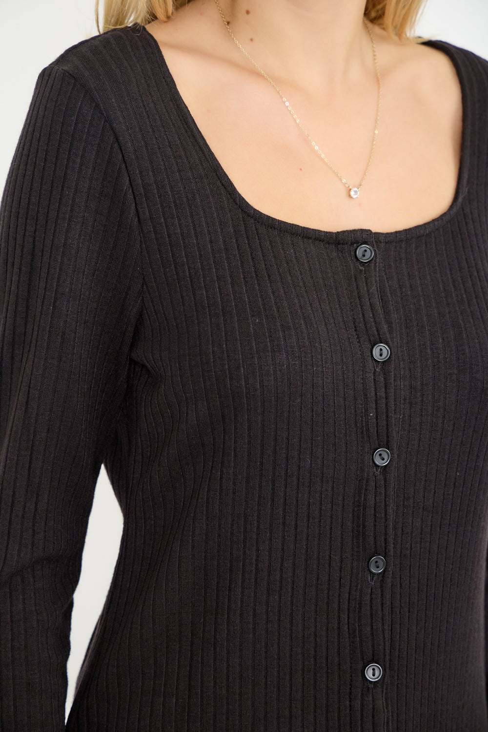 Image of West K Mayola Square Neck Button Top Black