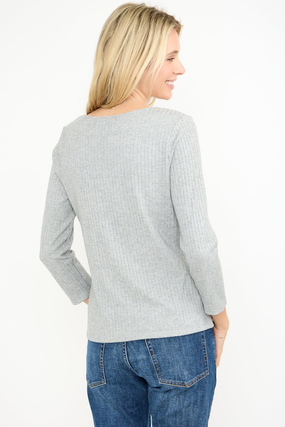 Image of West K Mayola Square Neck Button Top Ht Grey