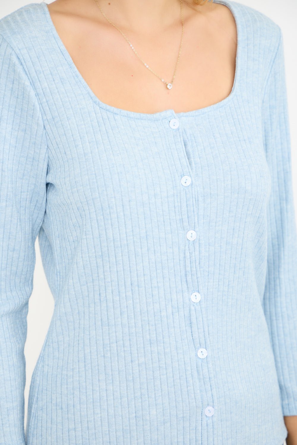 Image of West K Mayola Square Neck Button Top Lt Blue