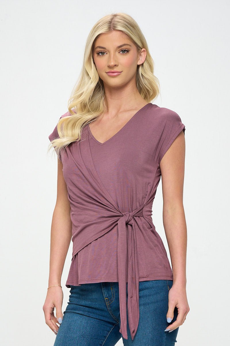 Image of West K Naomi Knit Wrap Top Grey Blue
