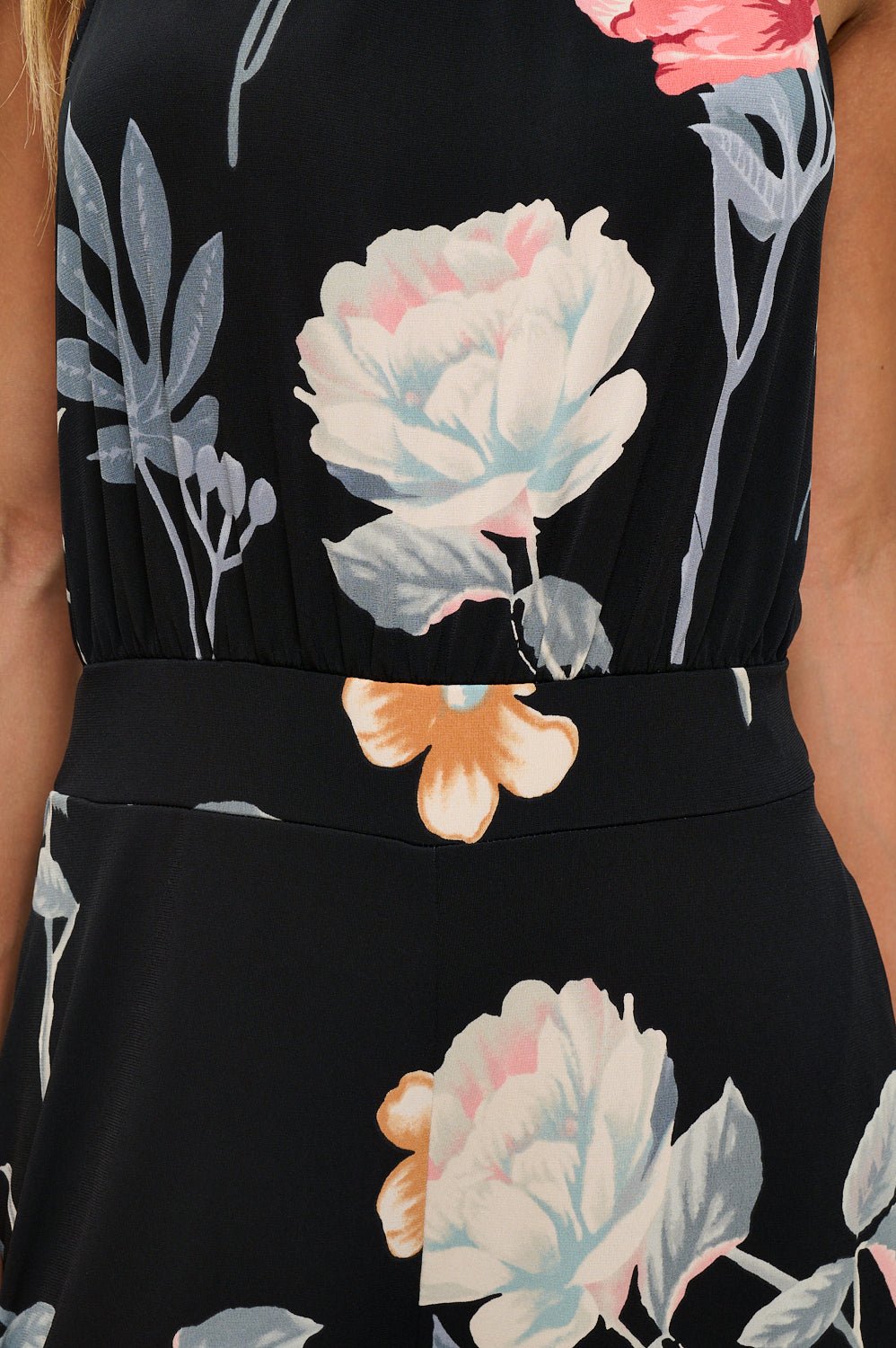 Image of West K Nina Halter Neck Jumpsuit Black Tan Floral