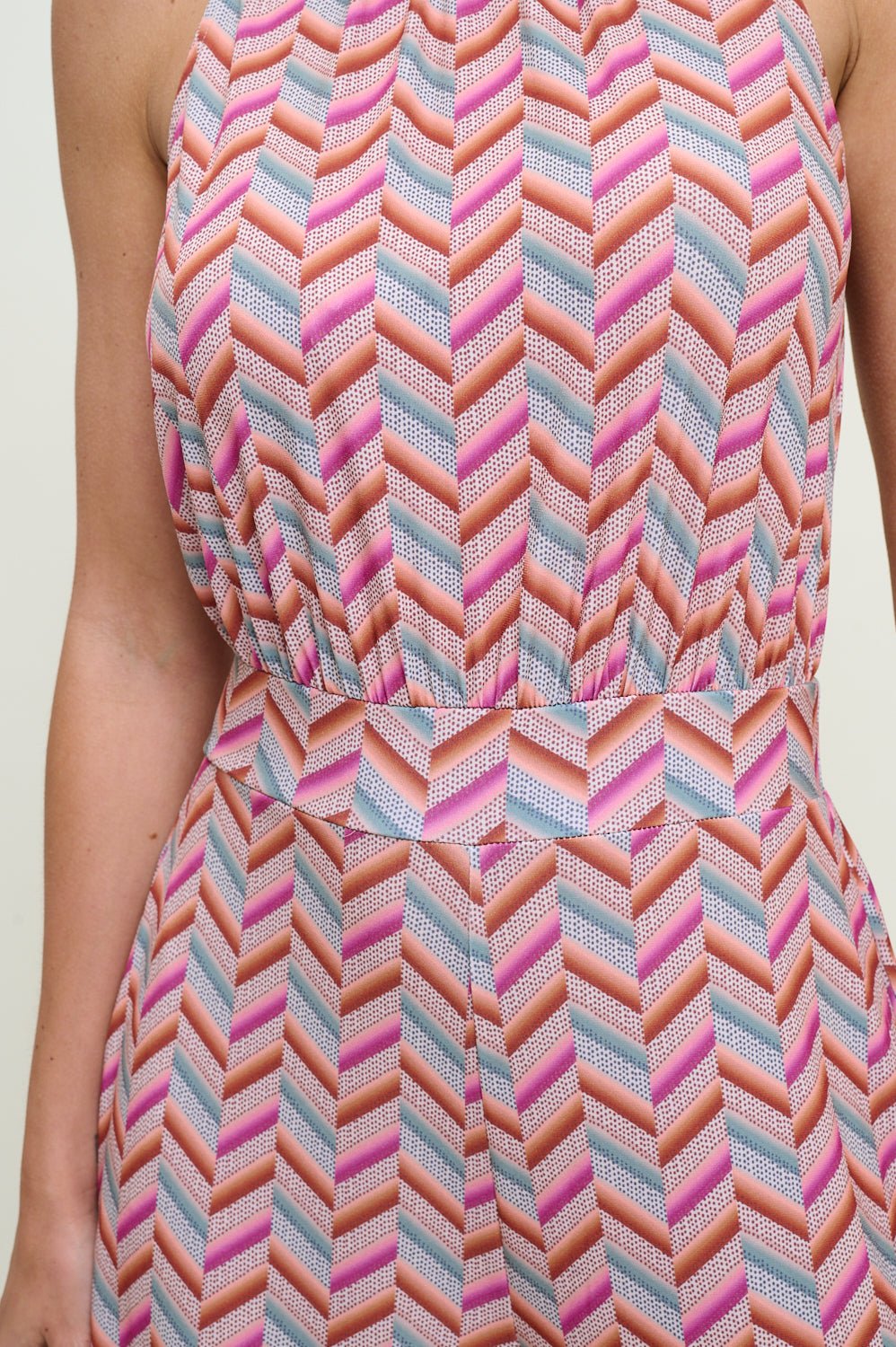 Image of West K Nina Halter Neck Jumpsuit Chevron Multi
