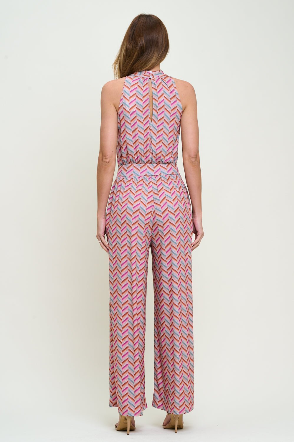 Image of West K Nina Halter Neck Jumpsuit Chevron Multi