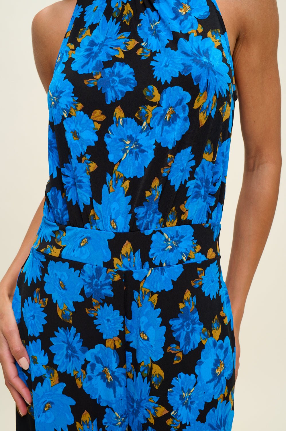 Image of West K Nina Halter Neck Jumpsuit Cobalt Floral
