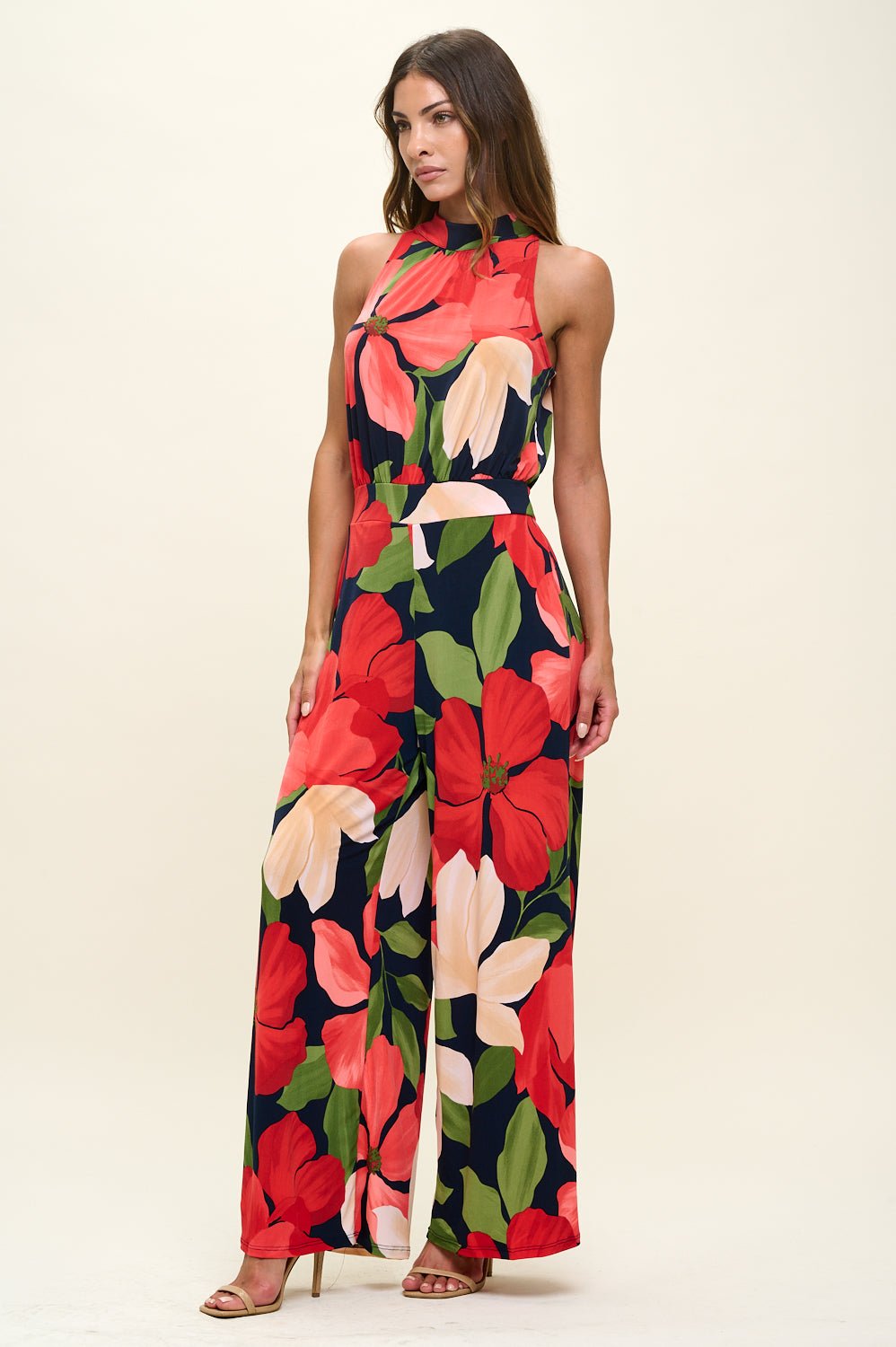 Image of West K Nina Halter Neck Jumpsuit Red Floral