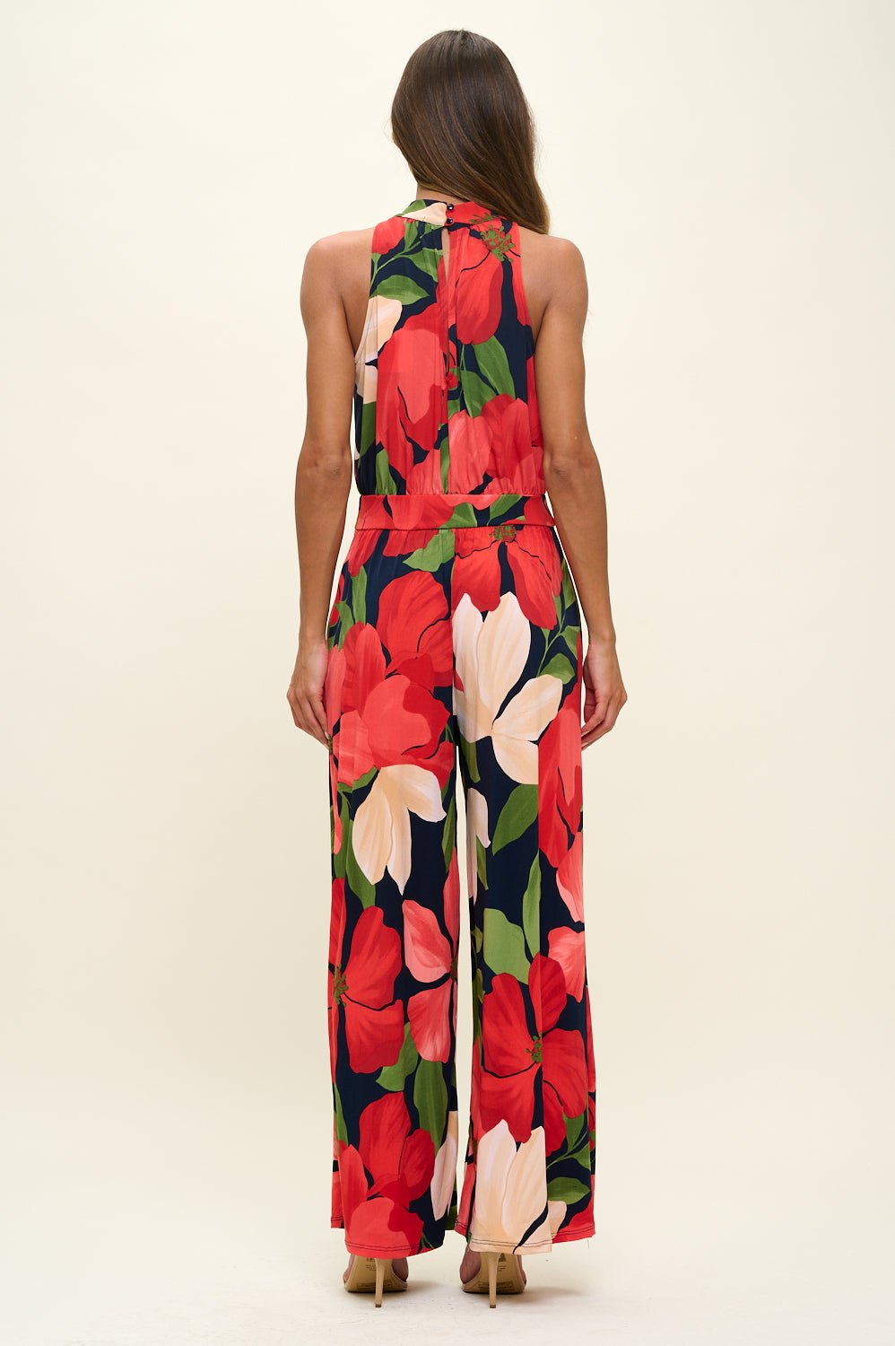 Image of West K Nina Halter Neck Jumpsuit Red Floral