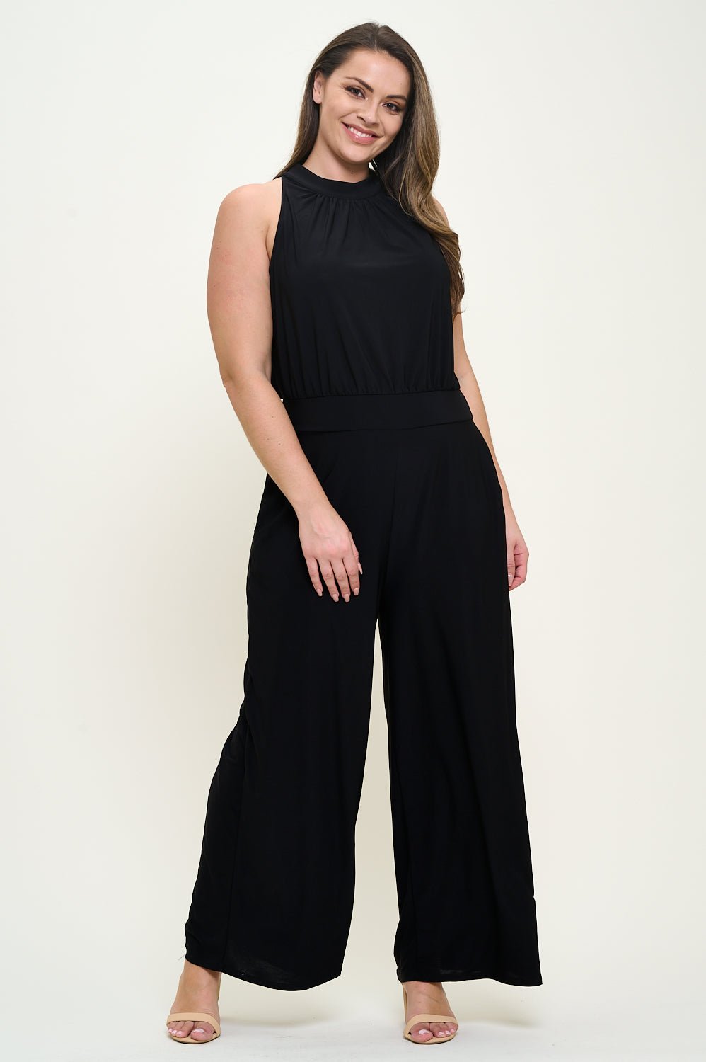 Image of West K Nina Plus Size Halter Neck Jumpsuit Black