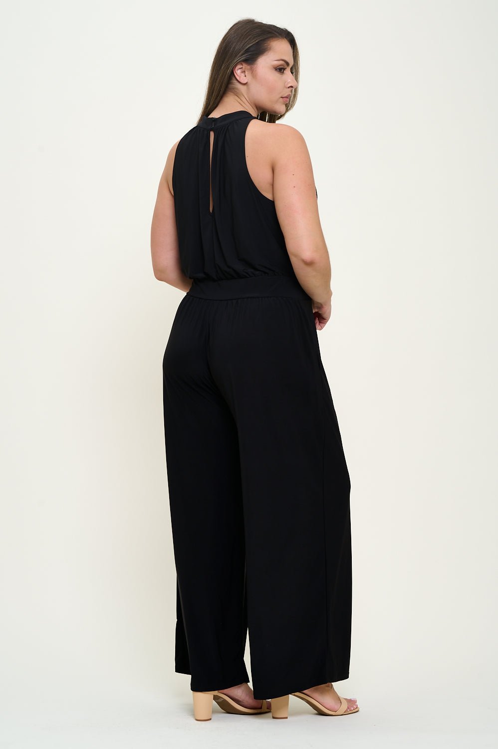 Image of West K Nina Plus Size Halter Neck Jumpsuit Black