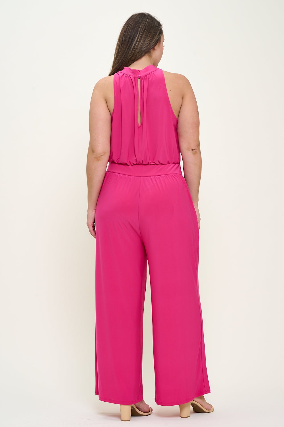 Image of West K Nina Plus Size Halter Neck Jumpsuit Green Citron
