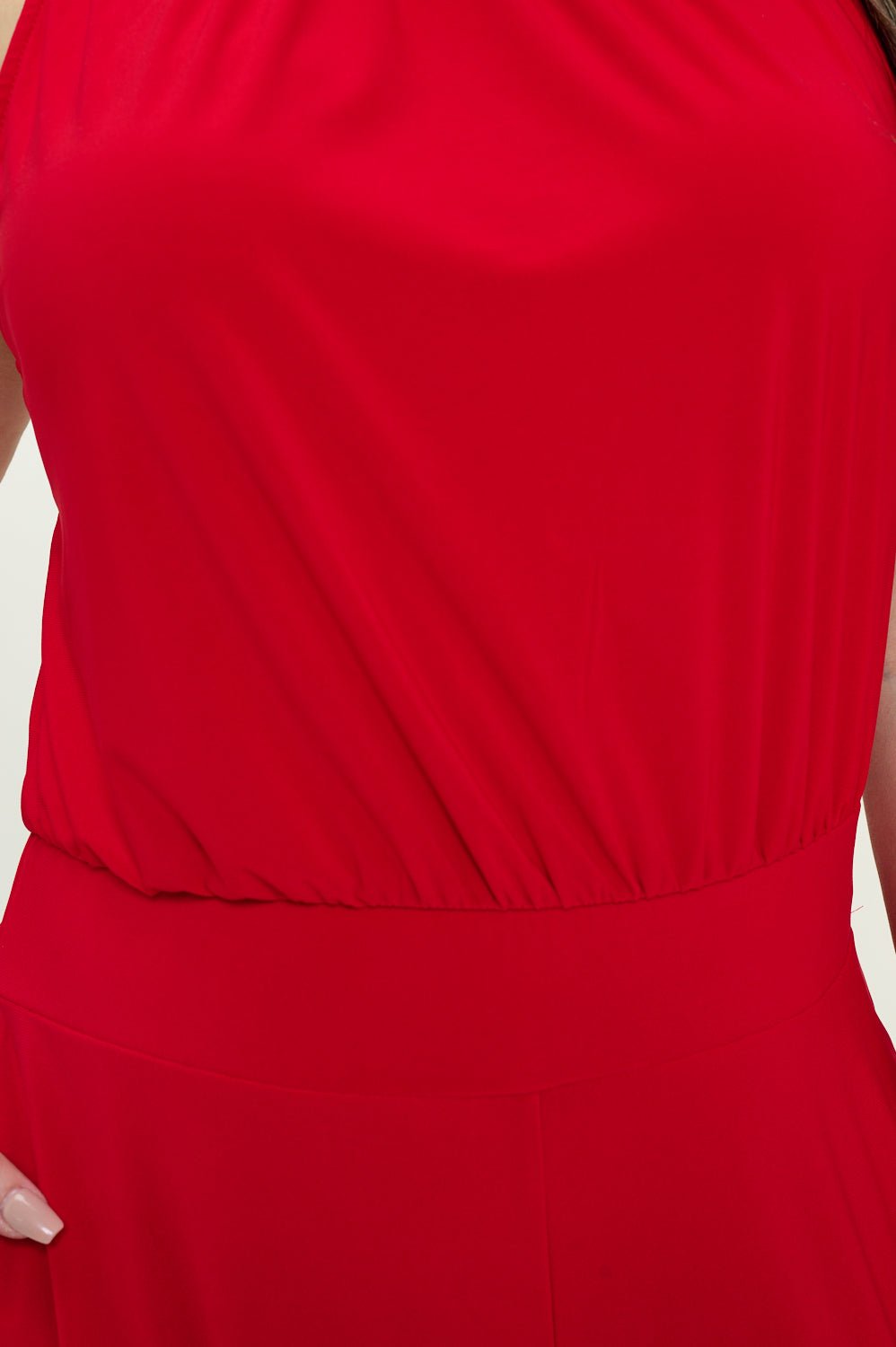 Image of West K Nina Plus Size Halter Neck Jumpsuit Red